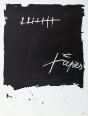Antoni Tàpies: L. in schwarz, blau und rotbraun, 1968