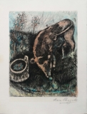 Marc Chagall: La grenouille qui veut se faire aussi grosse que le boeuf, 1952